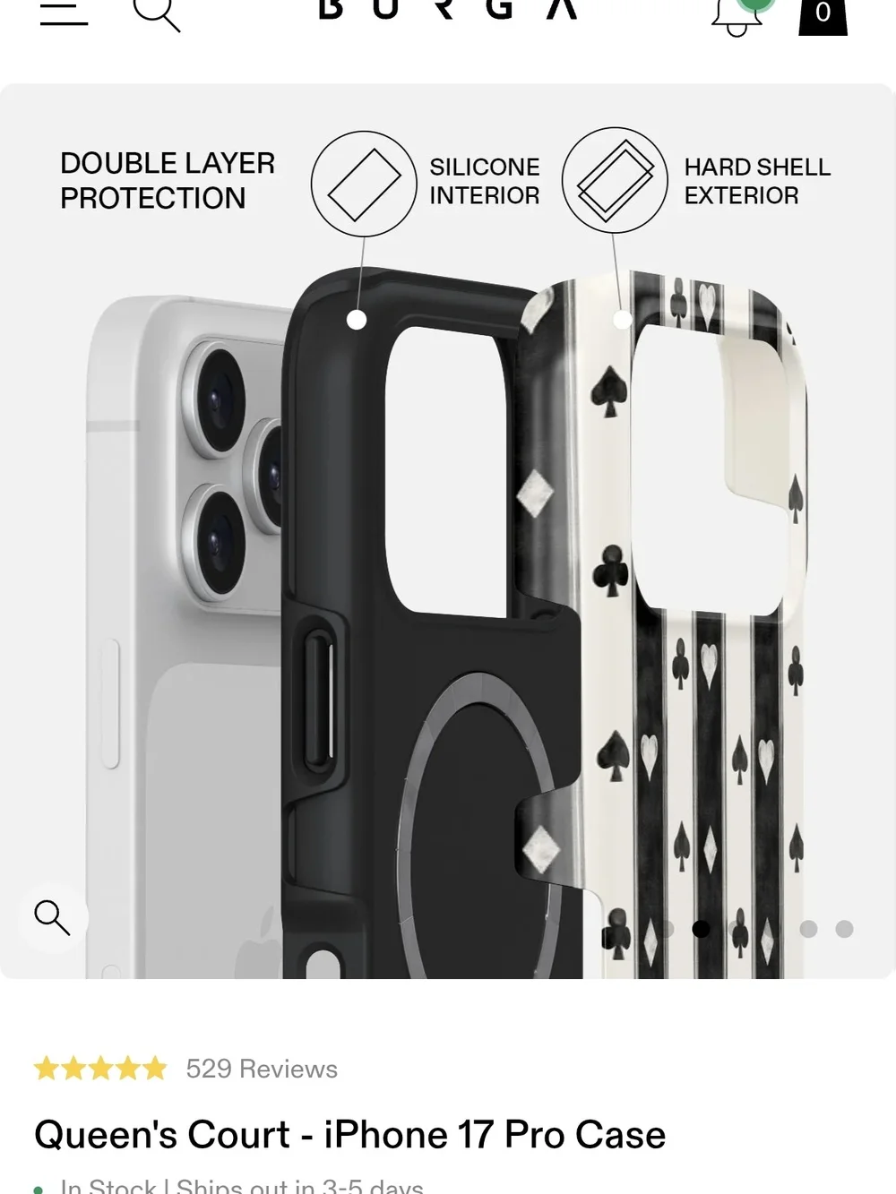 BURGA ♠️Queen's Court iPhone 17 Pro Case - Black & White